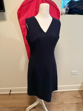 Kate Spade Navy Sheath Dress Size 8 | Sleeveless V-Neck Cocktail Work Dress